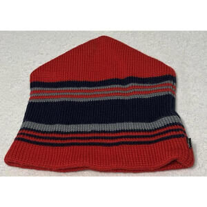 Smiley Beanie 100% Wool Ski Winter Hat Red Blue || pre-owned